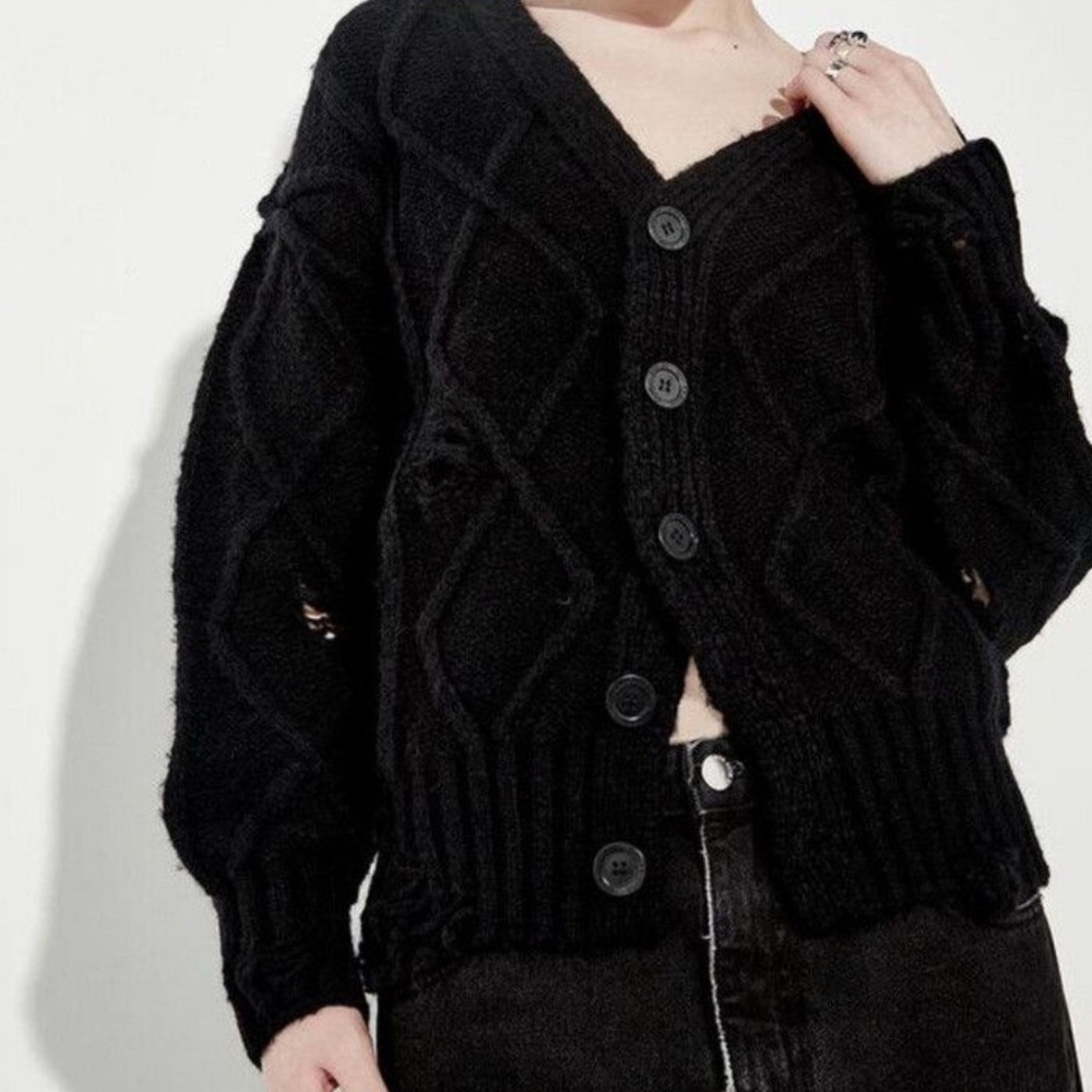 Stolen Girlfriends Club Black Distressed Altered State Cardigan
